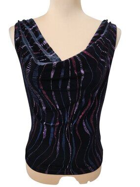 Star CCC Deep Black Velvet Tank with Metallic Purple, Lilac and Blue-Gray Waves